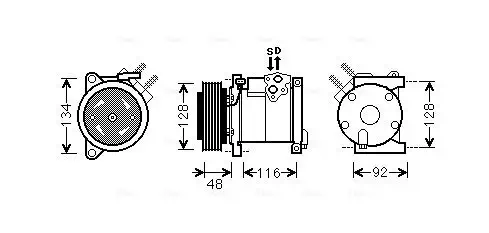 Kompressor, Klimaanlage 12 V AVA QUALITY COOLING CRAK102 Bild Kompressor, Klimaanlage 12 V AVA QUALITY COOLING CRAK102
