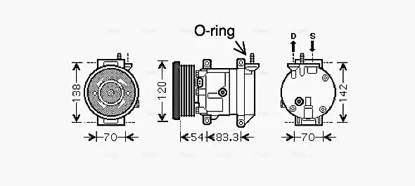 Kompressor, Klimaanlage 12 V AVA QUALITY COOLING DWAK071