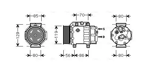 Kompressor, Klimaanlage 12 V AVA QUALITY COOLING FDAK378 Bild Kompressor, Klimaanlage 12 V AVA QUALITY COOLING FDAK378