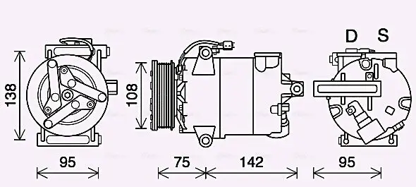 Kompressor, Klimaanlage 12 V AVA QUALITY COOLING FDAK635