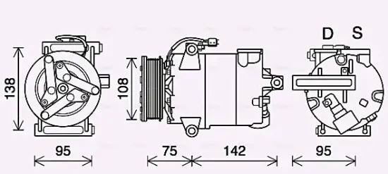 Kompressor, Klimaanlage 12 V AVA QUALITY COOLING FDAK635 Bild Kompressor, Klimaanlage 12 V AVA QUALITY COOLING FDAK635