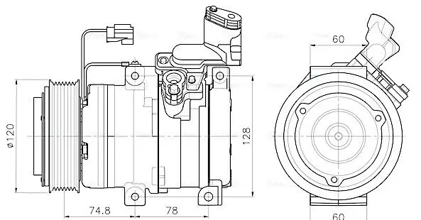 Kompressor, Klimaanlage 12 V AVA QUALITY COOLING HDAK340