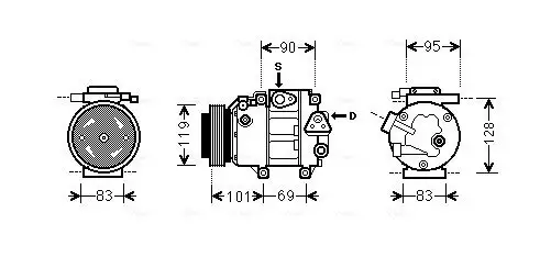 Kompressor, Klimaanlage AVA Clever Choice HYK237 Bild Kompressor, Klimaanlage AVA Clever Choice HYK237