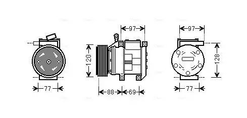 Kompressor, Klimaanlage 12 V AVA QUALITY COOLING KAAK117 Bild Kompressor, Klimaanlage 12 V AVA QUALITY COOLING KAAK117