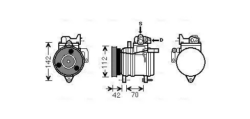Kompressor, Klimaanlage 12 V AVA QUALITY COOLING KAAK121