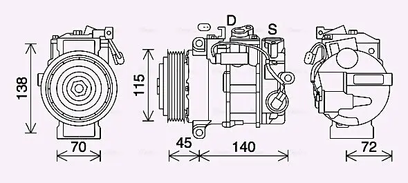 Kompressor, Klimaanlage AVA QUALITY COOLING MSAK710