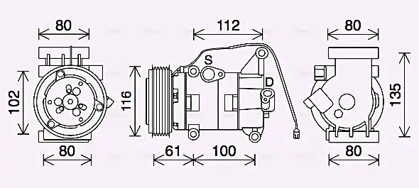 Kompressor, Klimaanlage 12 V AVA QUALITY COOLING MZAK290