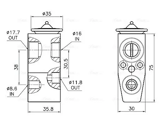 Expansionsventil, Klimaanlage AVA QUALITY COOLING OL1746 Bild Expansionsventil, Klimaanlage AVA QUALITY COOLING OL1746