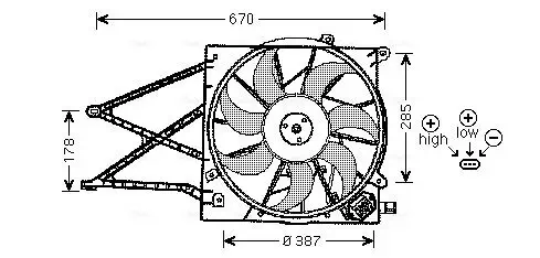 Lüfter, Motorkühlung 12 V AVA QUALITY COOLING OL7524