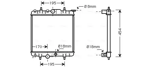 Kühler, Motorkühlung AVA QUALITY COOLING PEA2224 Bild Kühler, Motorkühlung AVA QUALITY COOLING PEA2224