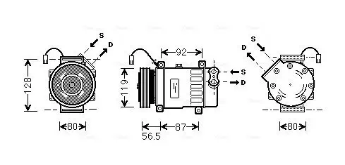 Kompressor, Klimaanlage 12 V AVA QUALITY COOLING PEAK036