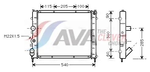 Kühler, Motorkühlung AVA QUALITY COOLING RTA2215
