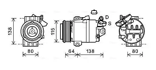 Kompressor, Klimaanlage 12 V AVA QUALITY COOLING RTAK565