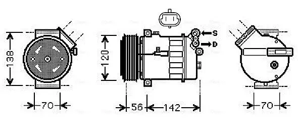 Kompressor, Klimaanlage 12 V AVA Clever Choice SBAK067