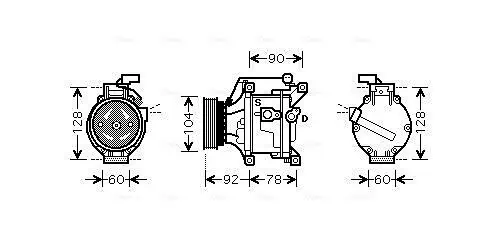 Kompressor, Klimaanlage 12 V AVA QUALITY COOLING TOAK446 Bild Kompressor, Klimaanlage 12 V AVA QUALITY COOLING TOAK446