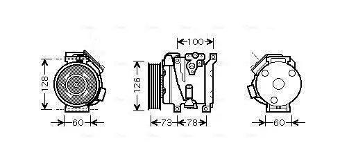 Kompressor, Klimaanlage 12 V AVA QUALITY COOLING TOAK451