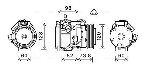 Kompressor, Klimaanlage 12 V AVA QUALITY COOLING TOAK726 Bild Kompressor, Klimaanlage 12 V AVA QUALITY COOLING TOAK726