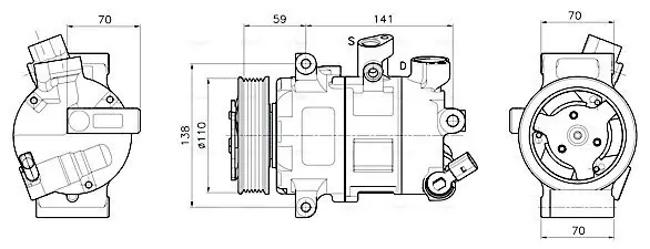 Kompressor, Klimaanlage 12 V AVA Clever Choice VNAK341