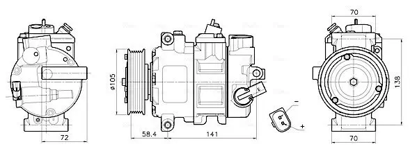 Kompressor, Klimaanlage 12 V AVA QUALITY COOLING VNAK447