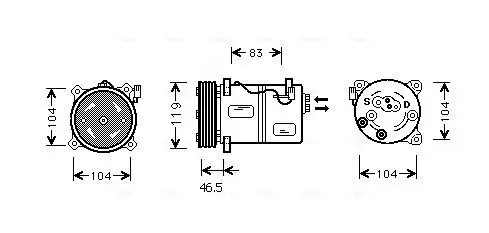 Kompressor, Klimaanlage 12 V AVA Clever Choice VOAK095