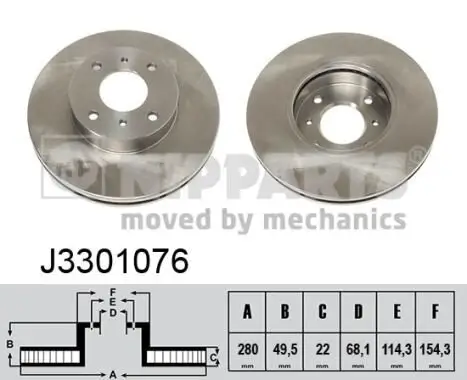 Bremsscheibe Vorderachse NIPPARTS J3301076 Bild Bremsscheibe Vorderachse NIPPARTS J3301076