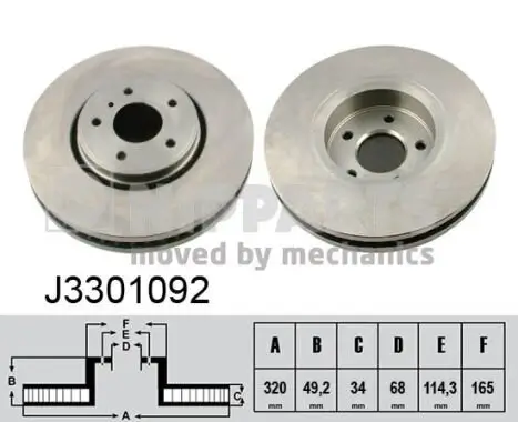 Bremsscheibe Vorderachse NIPPARTS J3301092 Bild Bremsscheibe Vorderachse NIPPARTS J3301092