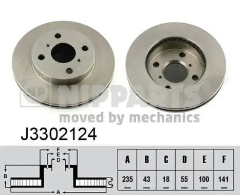Bremsscheibe Vorderachse NIPPARTS J3302124 Bild Bremsscheibe Vorderachse NIPPARTS J3302124