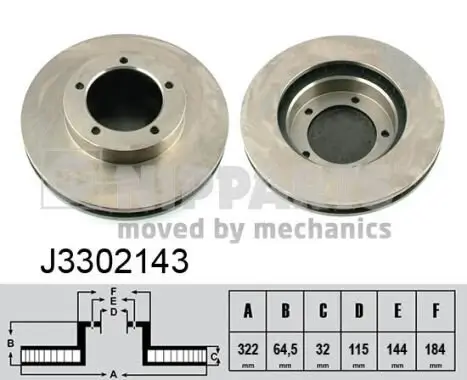 Bremsscheibe Vorderachse NIPPARTS J3302143 Bild Bremsscheibe Vorderachse NIPPARTS J3302143