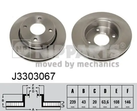 Bremsscheibe Vorderachse NIPPARTS J3303067 Bild Bremsscheibe Vorderachse NIPPARTS J3303067