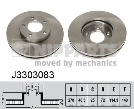 Bremsscheibe Vorderachse NIPPARTS J3303083 Bild Bremsscheibe Vorderachse NIPPARTS J3303083