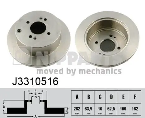 Bremsscheibe Hinterachse NIPPARTS J3310516 Bild Bremsscheibe Hinterachse NIPPARTS J3310516