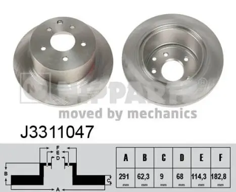 Bremsscheibe Hinterachse NIPPARTS J3311047 Bild Bremsscheibe Hinterachse NIPPARTS J3311047