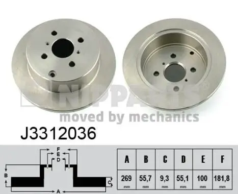 Bremsscheibe Hinterachse NIPPARTS J3312036 Bild Bremsscheibe Hinterachse NIPPARTS J3312036