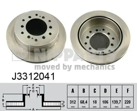 Bremsscheibe Hinterachse NIPPARTS J3312041 Bild Bremsscheibe Hinterachse NIPPARTS J3312041