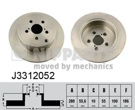 Bremsscheibe Hinterachse NIPPARTS J3312052 Bild Bremsscheibe Hinterachse NIPPARTS J3312052
