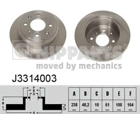 Bremsscheibe Hinterachse NIPPARTS J3314003