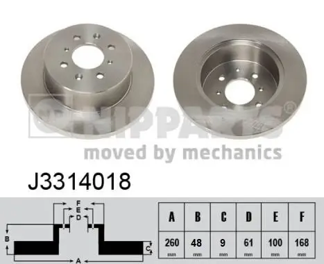 Bremsscheibe Hinterachse NIPPARTS J3314018 Bild Bremsscheibe Hinterachse NIPPARTS J3314018