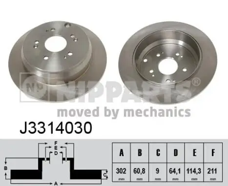 Bremsscheibe Hinterachse NIPPARTS J3314030 Bild Bremsscheibe Hinterachse NIPPARTS J3314030
