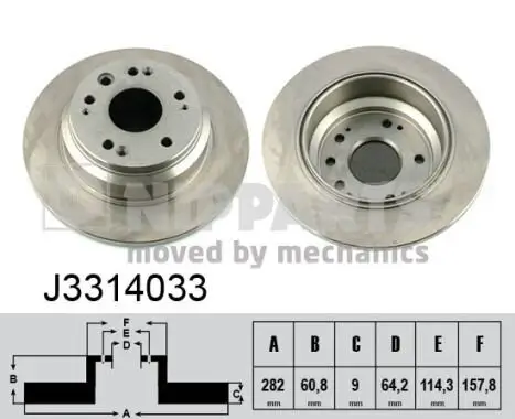 Bremsscheibe Hinterachse NIPPARTS J3314033 Bild Bremsscheibe Hinterachse NIPPARTS J3314033