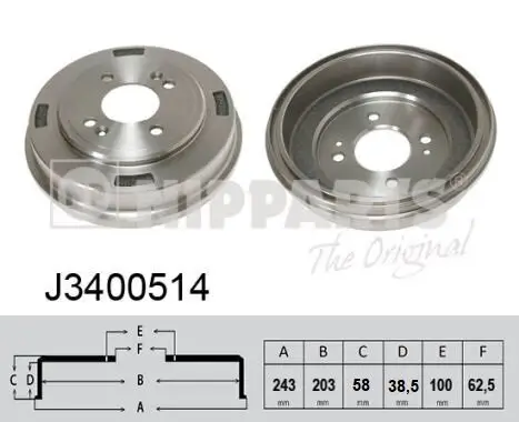 Bremstrommel Hinterachse links Hinterachse rechts NIPPARTS J3400514