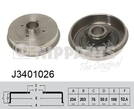 Bremstrommel Hinterachse NIPPARTS J3401026