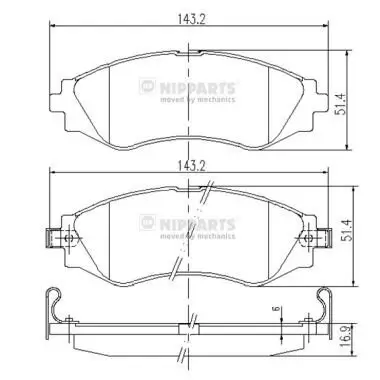 Bremsbelagsatz, Scheibenbremse Vorderachse NIPPARTS J3600902 Bild Bremsbelagsatz, Scheibenbremse Vorderachse NIPPARTS J3600902