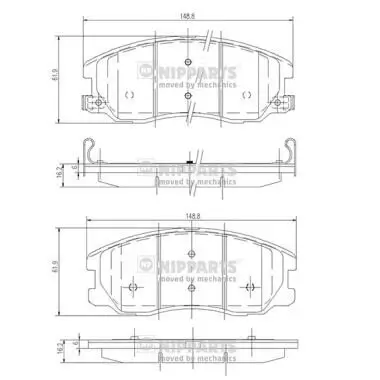 Bremsbelagsatz, Scheibenbremse Vorderachse NIPPARTS J3600913
