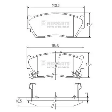 Bremsbelagsatz, Scheibenbremse Vorderachse NIPPARTS J3601048 Bild Bremsbelagsatz, Scheibenbremse Vorderachse NIPPARTS J3601048