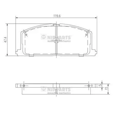 Bremsbelagsatz, Scheibenbremse Vorderachse NIPPARTS J3602035 Bild Bremsbelagsatz, Scheibenbremse Vorderachse NIPPARTS J3602035
