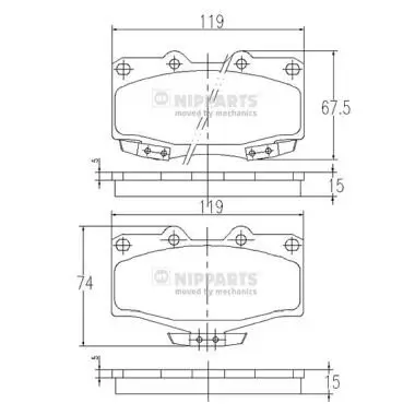 Bremsbelagsatz, Scheibenbremse NIPPARTS J3602054 Bild Bremsbelagsatz, Scheibenbremse NIPPARTS J3602054