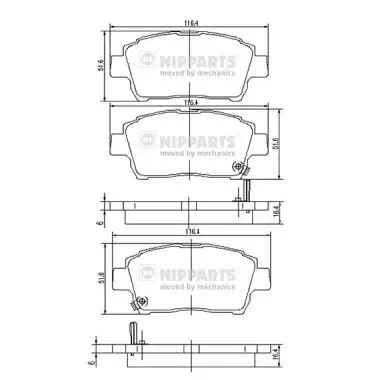 Bremsbelagsatz, Scheibenbremse Vorderachse NIPPARTS J3602088 Bild Bremsbelagsatz, Scheibenbremse Vorderachse NIPPARTS J3602088