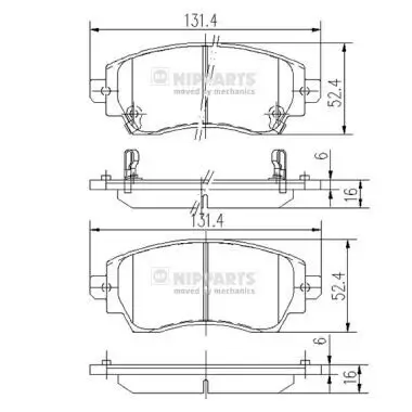 Bremsbelagsatz, Scheibenbremse Vorderachse NIPPARTS J3602089 Bild Bremsbelagsatz, Scheibenbremse Vorderachse NIPPARTS J3602089