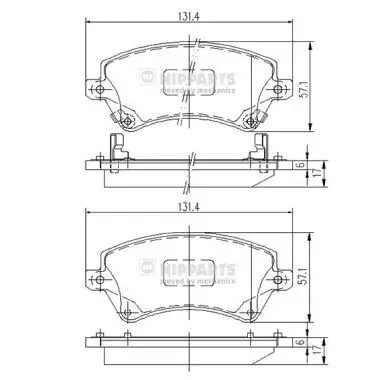 Bremsbelagsatz, Scheibenbremse Vorderachse NIPPARTS J3602101 Bild Bremsbelagsatz, Scheibenbremse Vorderachse NIPPARTS J3602101