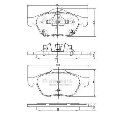 Bremsbelagsatz, Scheibenbremse Vorderachse NIPPARTS J3602115